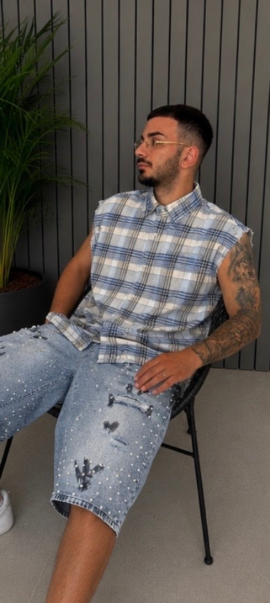 Bermuda Denim Perle e Dettagli Destroy